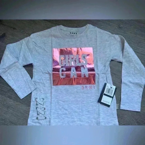 Dkny Other - DKNY Girls' Fashion Long Sleeve T-Shirt Gray Pink Sparking size 5t and Size 6x